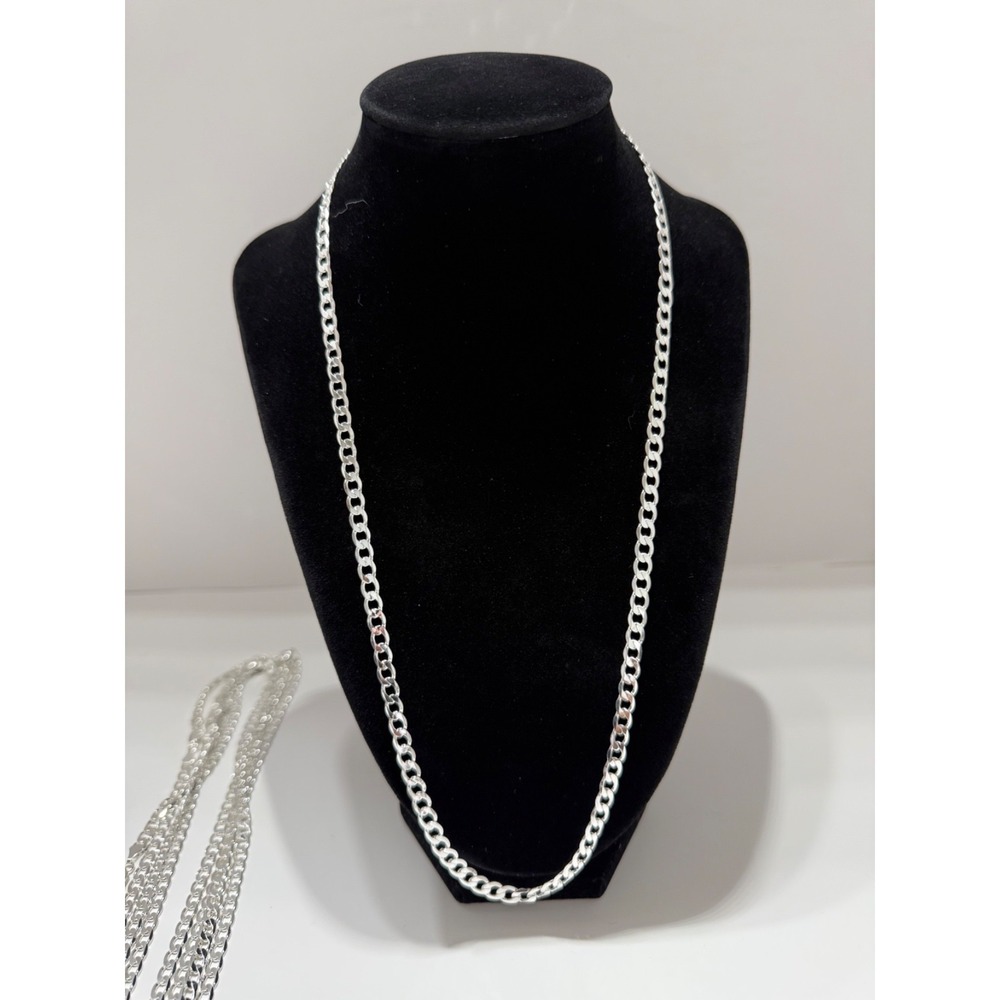 cuban necklace chain silver filled stamped 24 inch 5mm lobster clasp